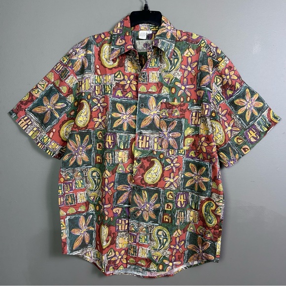 Territory Ahead shirt men's Medium button down pattern Hawaiian dad camp Buffet - Picture 1 of 8